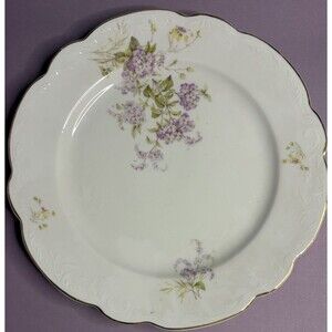 AUSTRIA Floral Gold Scalloped Edge Dinner Plates - Set Of 5
